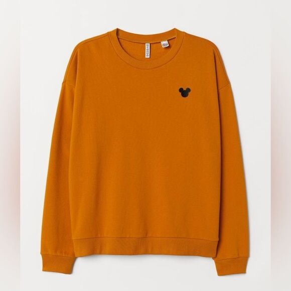 Mickey Mouse Logo Crewneck Sweatshirt Divided Mustard Yellow Size Small - Picture 1 of 6